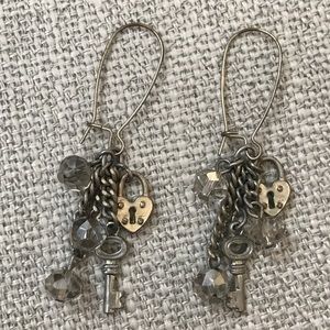 Darling heart lock & key crystal dangle earrings